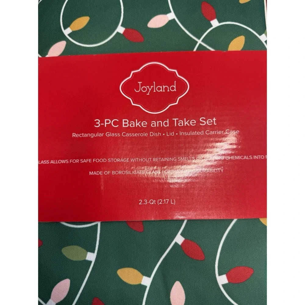 Joyland Casserole Bake & Take Glass Bakeware Dish Insulated Carrier Holiday Gift